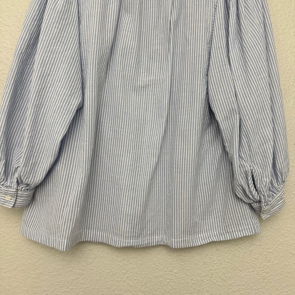 Style & Co Blue Stripe Lace Trim Pintuck Blouse Boho Peasant Top Size XL - Picture 9 of 16